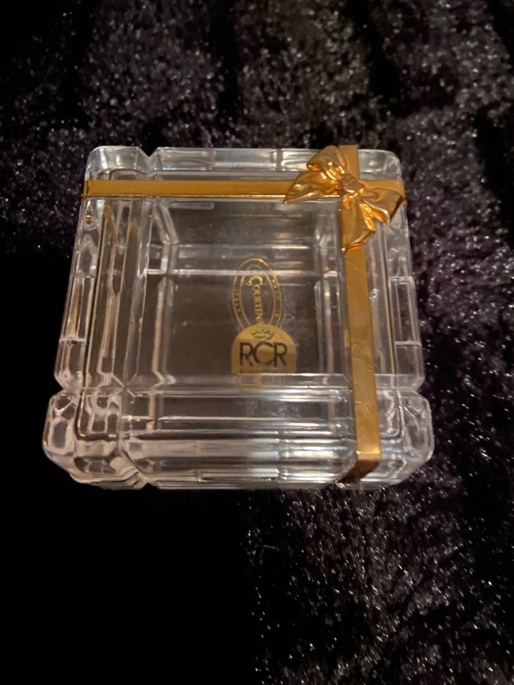 RCR Royal Crystal Rock Trinket Box with Gold Bow Accent